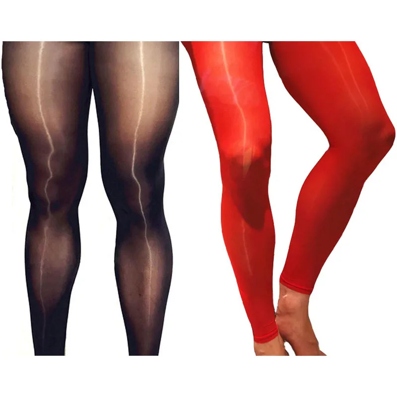 Men Gay Sissy Penis Sheath Glossy Footless Pantyhose Plus Size High Stretchy 99kg Male Stockings Leggings Erotic Sexy Lingerie