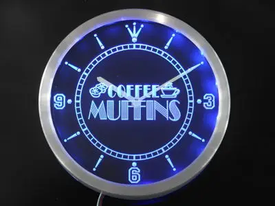 nc0274 OPEN Coffee Shop Muffins Neon Light Signs LED Wall Clock