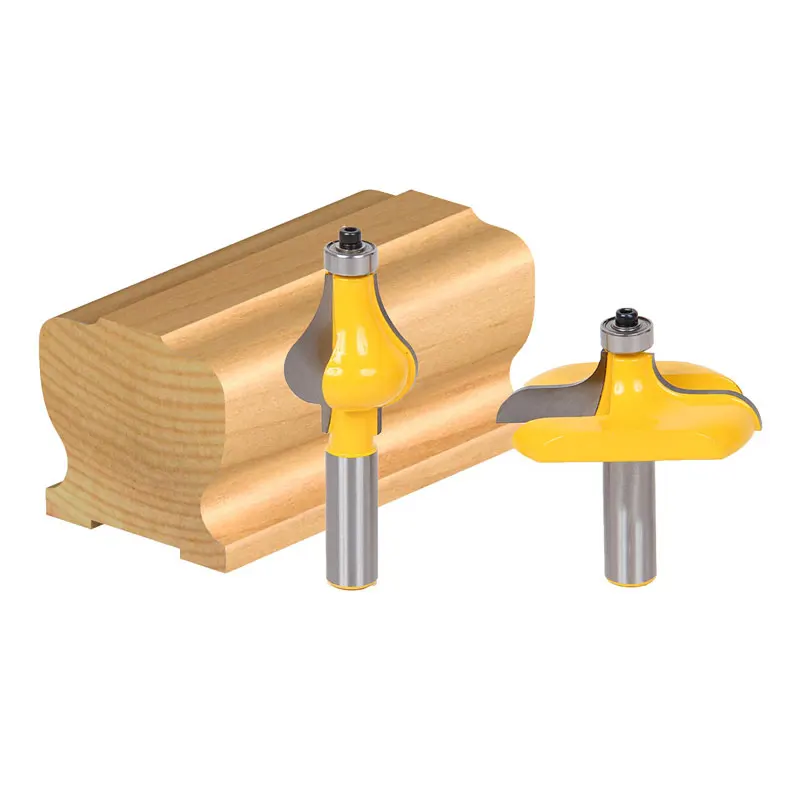 

2pcs/set Bit Handrail Router Bit Set - Wavy/Flute - 1/2" Shank