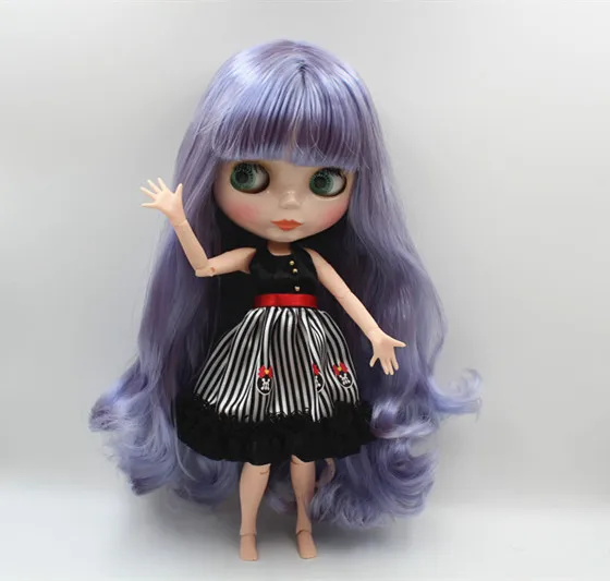 

Blygirl Blyth doll Lavender bloody hair 30cm nude baby body joints body 19 joints can be rotated to send hand group