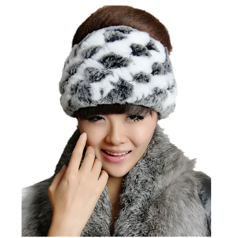 

Real rex rabbit fur hair band hats natural rex rabbit fur women's hat,knitted warm gray white red brown scarf H68