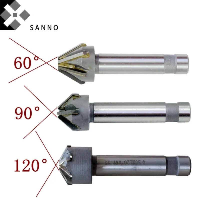 6 Flutes D30 - D60mm 120 / 90 / 60 degree straight shank chamfer tools carbide milling cutter