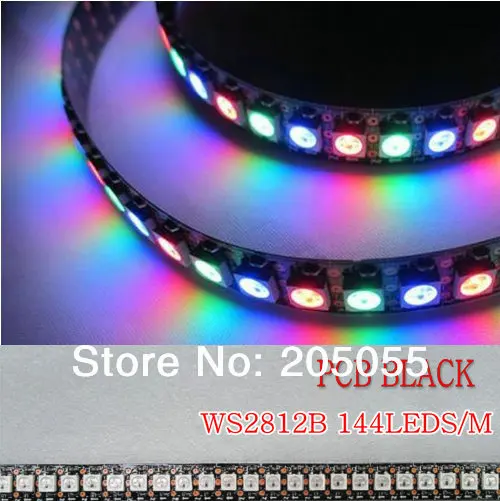 

1M 144LEDs programmable WS2812B PCB BLACK Digital 5050 RGB LED with built-in WS2811IC Strip LED Light DC5V NON-WATERPROOF