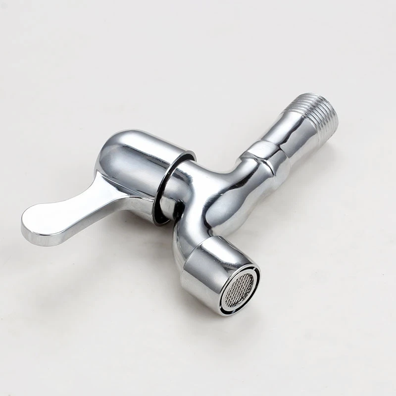 1pc Wall Mount Zinc Silver Water Wall Small Taps Decorative Garden Faucet Long Washing Machine Water Tap Basin Bibcock