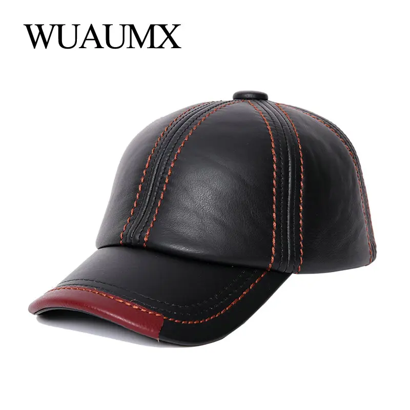 

Genuine Leather Baseball Cap Male Lined With Cashmere Men's Winter Hat Cowhide Warmer Cow Leather Hat Real Leather Father's Cap