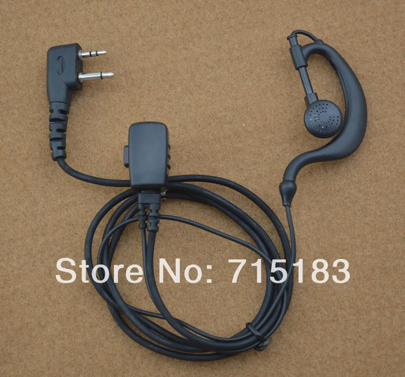 2-Pin with Right Angle Plug Earhook Headset Microphone with PTT for Midland LXT210,LXT216,LXT303,LXT305,LXT410,GXT450,GXT650etc