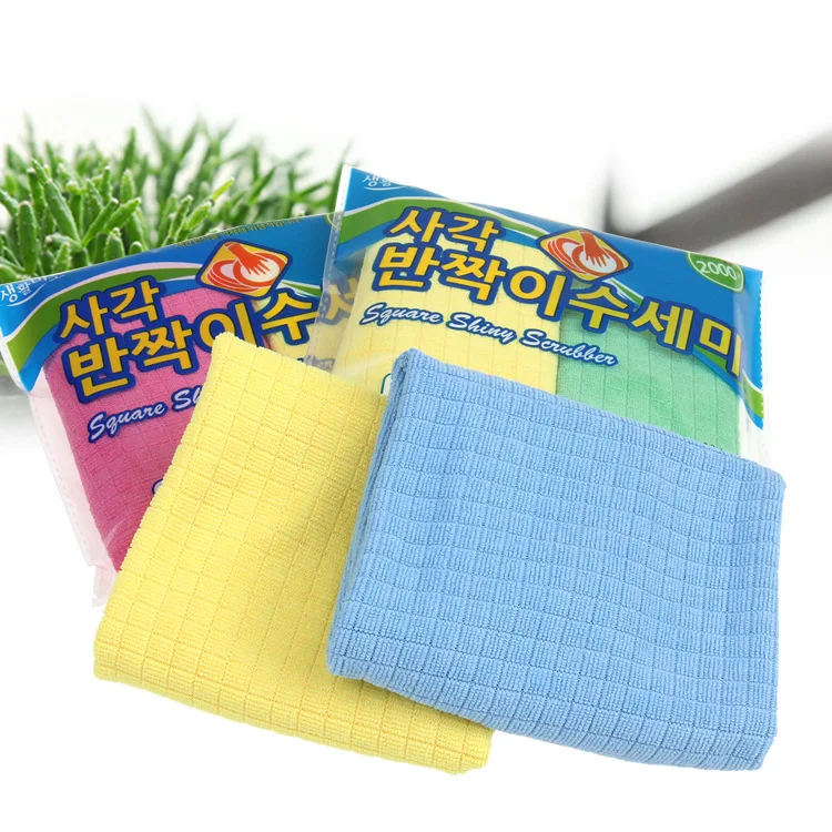 2pcs/lot Korea Multifunctional microfiber cleaning cloth rag four containers, kitchen absorbent, small check cleaning cloth