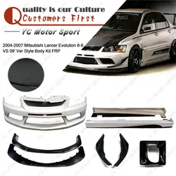 FRP Fiber Glass VS 09' Ver Style Body Kit Fit For 2004-2007 Evolution 8-9 EVO 8 9 Front Bumper Lip Diffuser Canard Side Skirt