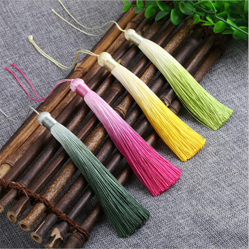 2pcs/lot 12cm gradient color long exquisite rayon silk tassel jewelry making diy tassels chinese knot fringe jewelry findings