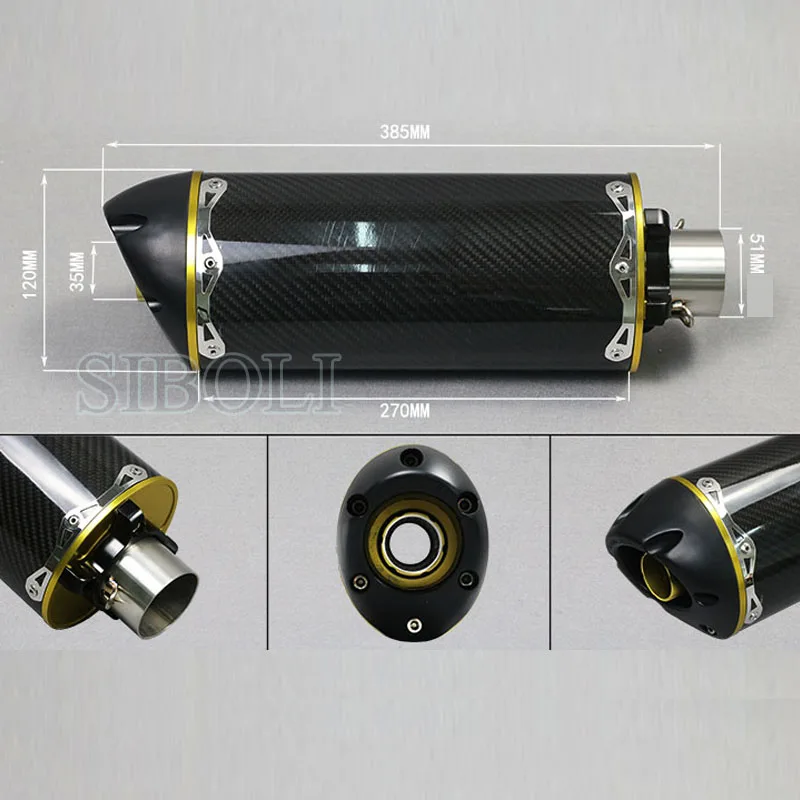 51mm Universal Modified Motorcycle Two Brothers Exhaust Pipe CNC Aluminium Alloy Carbon Fiber Exhaust CBR R1 R3 R6 ESCAPE moto