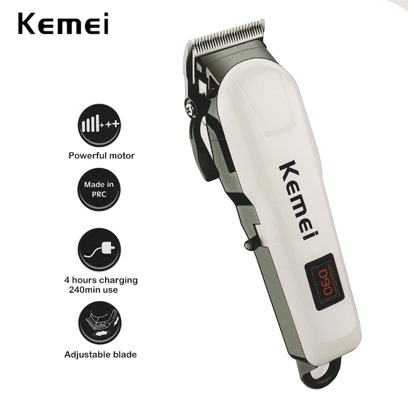 Kemei Rechargeable hair Clipper Machine Professional LCD Display Hair Trimmer Cordless Electric Hair Clipper KM-809A