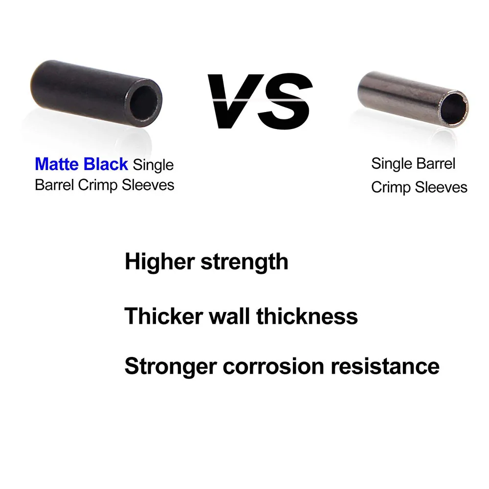 200Pcs Matt Black Single Barrel Crimp Sleeves Round Copper Tube Fishing Line Leader Rigging Tackle Wire Pipe Sleeves Connector