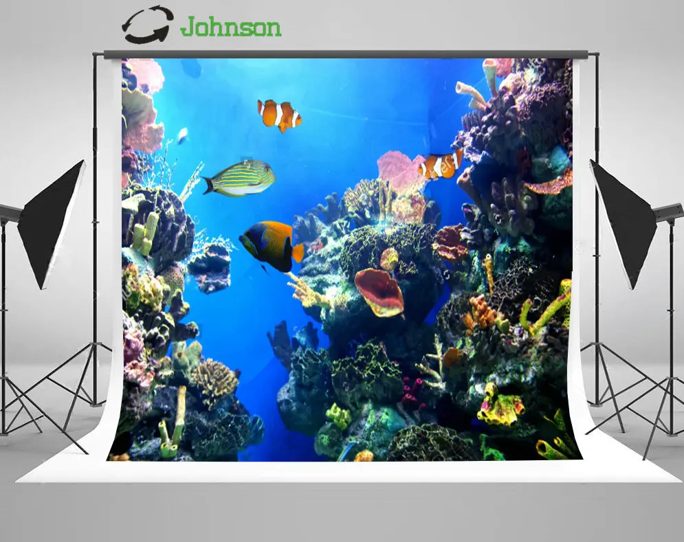 

Colorful Aquarium Fish Tank Fishes Background polyester or Vinyl cloth High quality Computer print wall backdrop