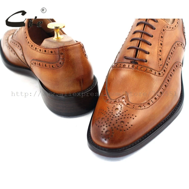 cie round toe full brogue shoes men custom handmade calf leather men leather dress shoes men\'s oxford shoe color brown No.OX208