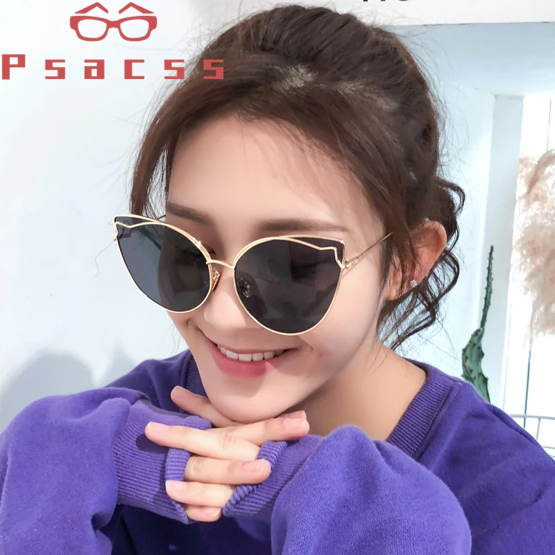 Psacss NEW Cat Eye Sunglasses Women High Quality Alloy Glasses Frame Fashion Brand Designer Sun Glasses For Party Travel UV400