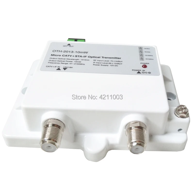 CATV+STA-IF Micro Optical Transmitter OTH-2013-10mW 47-2150MHz FTTH 1310nm single mode 12V DC MiniOptical Transmitter