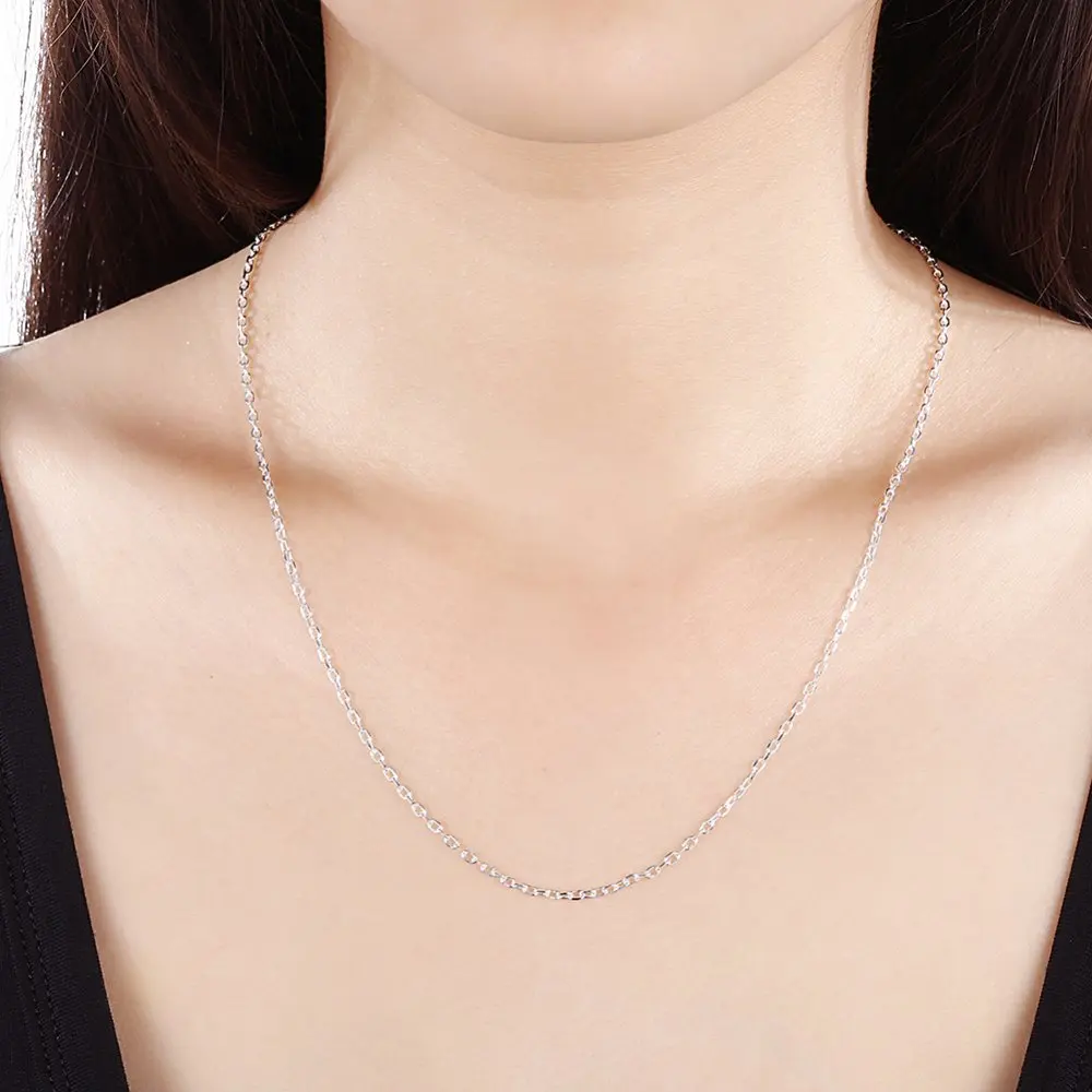 Women's 925 Sterling Silver Rolo Square Chain Necklace, Classic Style