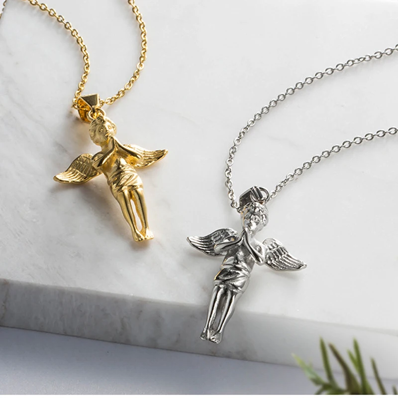 (10pcs)fashion jewelry  Pray for hands  Angel Necklace stainless steel male and female Pendant Necklace fashion jewelry