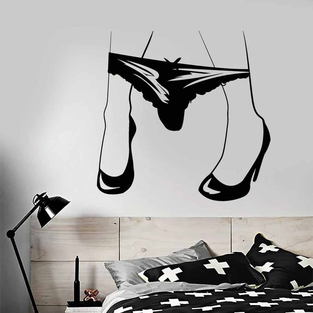 Vinyl Wall Decal Sexy Hot Girl Legs Thong Get Naked Underwear Stickers Removable Art Mural For Living Room Home Decor L754