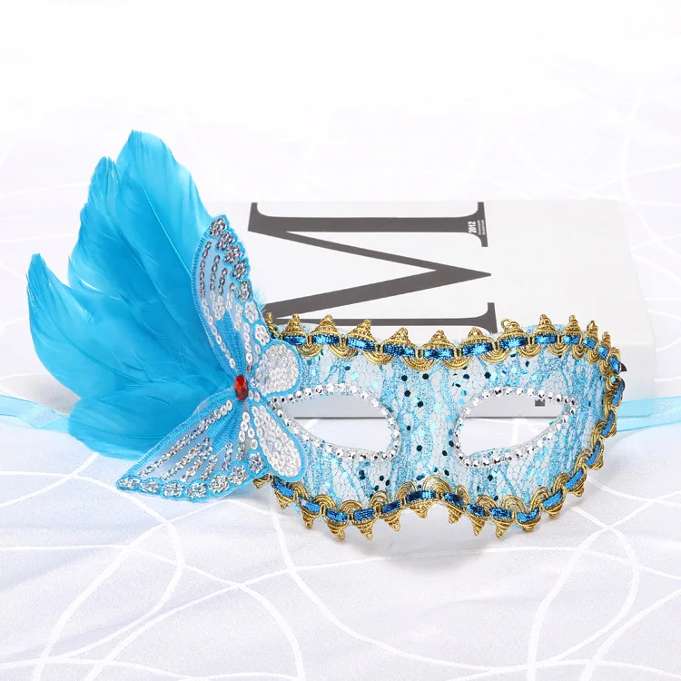 Sexy Diamond Venetian Mask Venice Feather Flower Wedding Carnival Party Performance Purple Costume Sex Lady Mask Masquerade