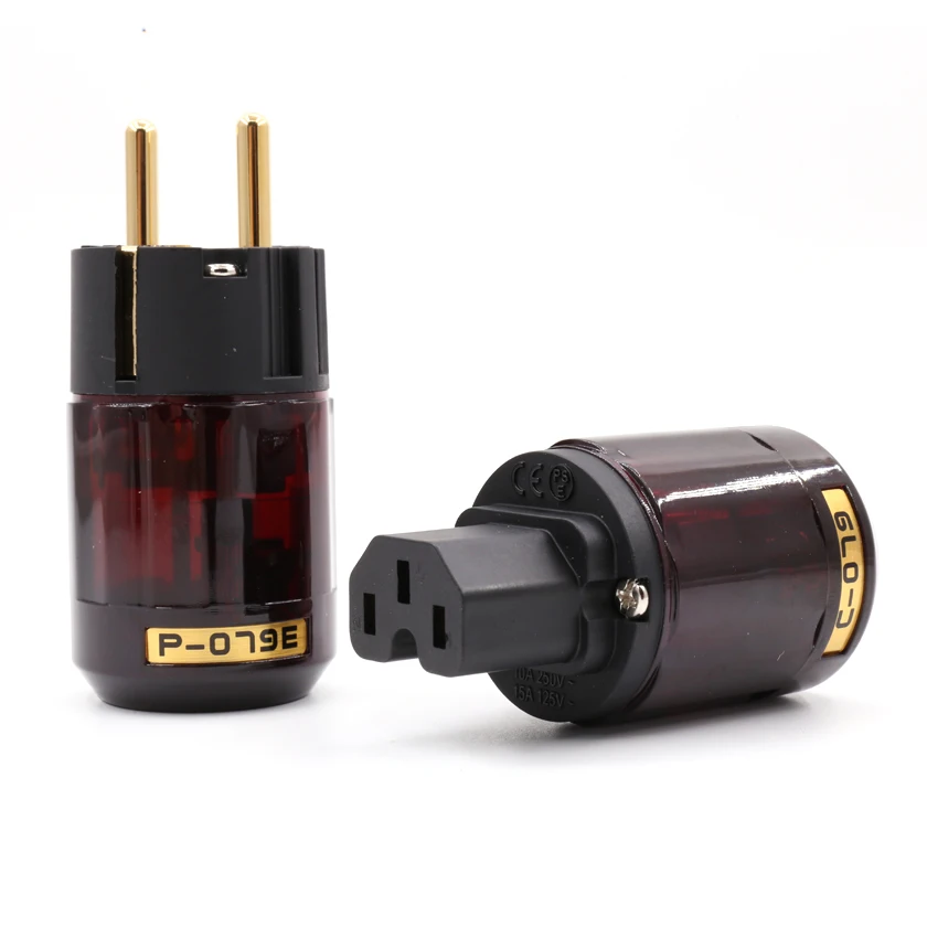 

Hifi Brass 24k Gold-Plated P-079E+pure copper C079 EU Power Plug ac power cord plugs