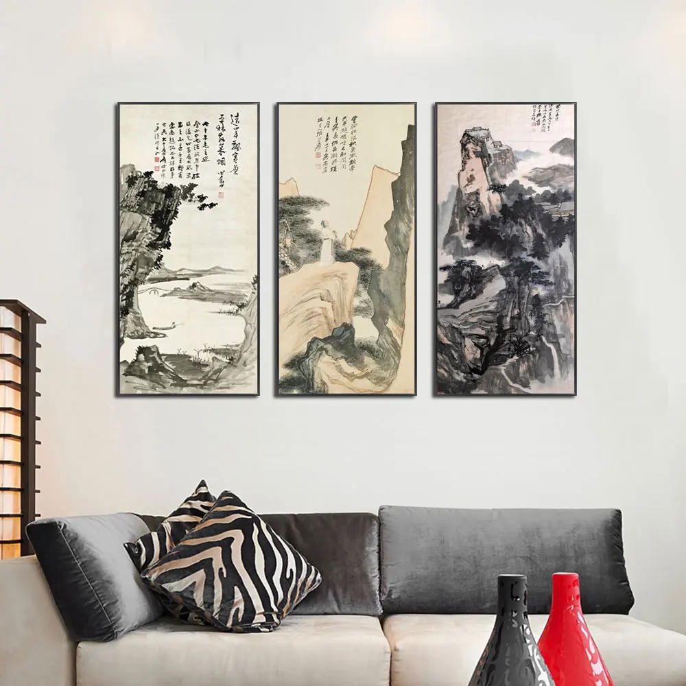 Zhang Daqian Ancient Chinese Brush Painting Print Canvas ink Lotus wall Picture For Living Room Study home decor No Frame