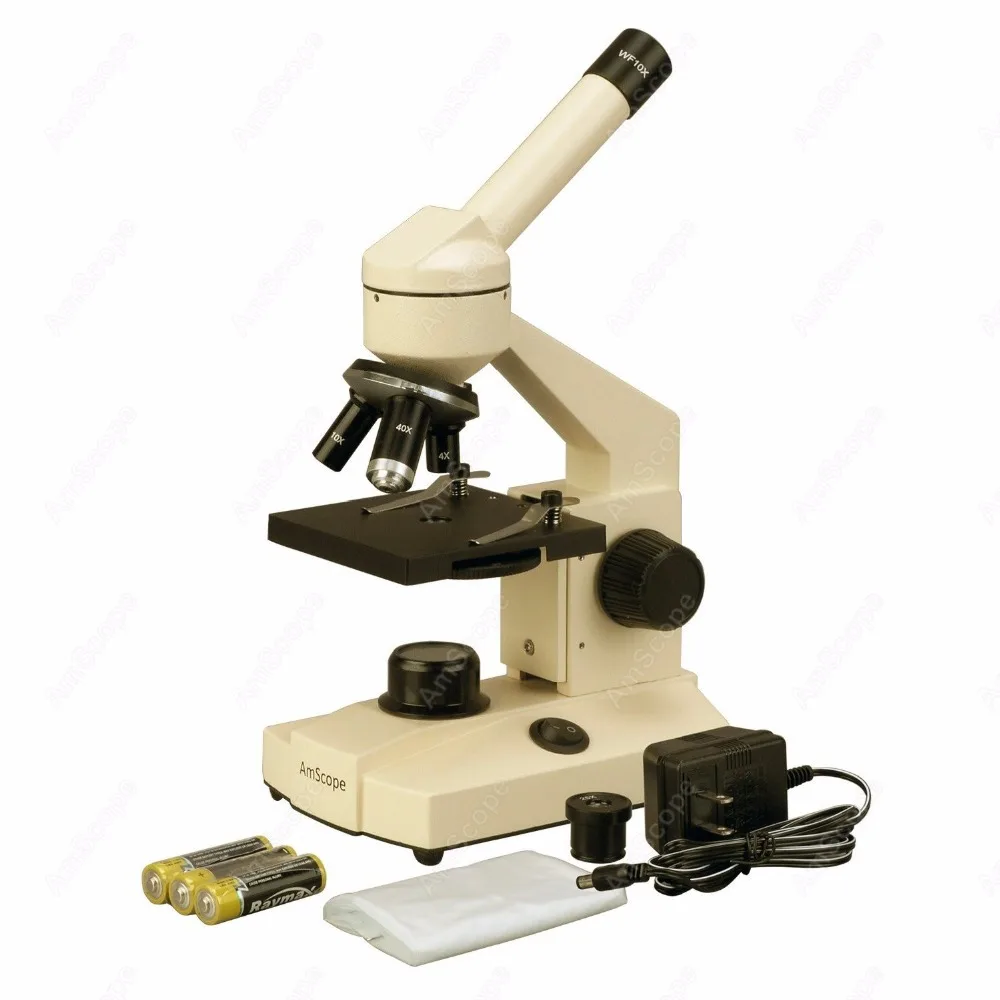 STUDENT BIOLOGICAL FIELD MICROSCOPE +LED LITE--AmScope Supplies 40X-1000X STUDENT BIOLOGICAL FIELD MICROSCOPE +LED LITE