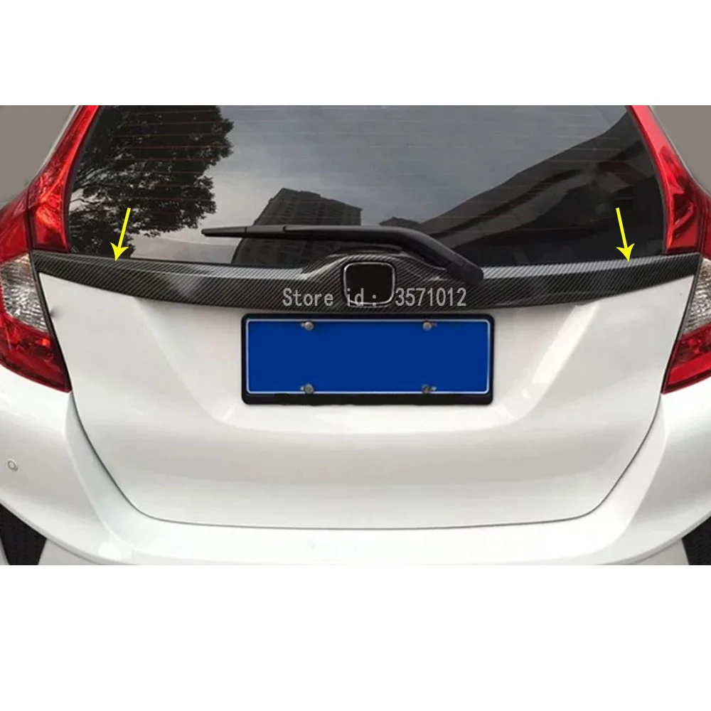 For Honda Fit Jazz 2014 2015 2016 2017 Car Cover Stick Rear License Plate Door Bottom Tailgate Frame Plate Trim Lamp Strip Trunk