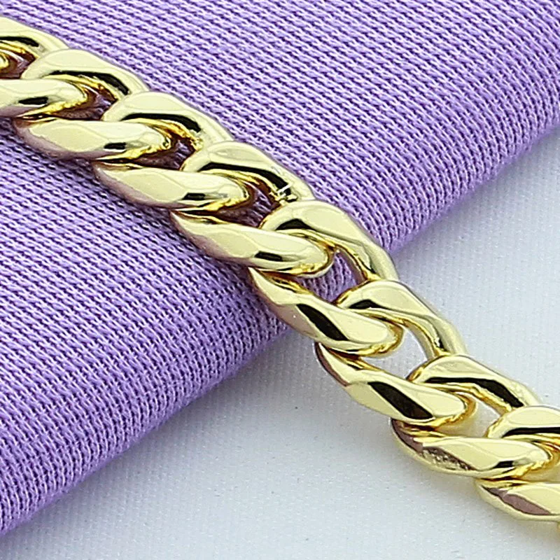 Aravant 925 Silver 10MM Gold Sideways Bracelet For Men Women Fashion Jewelry