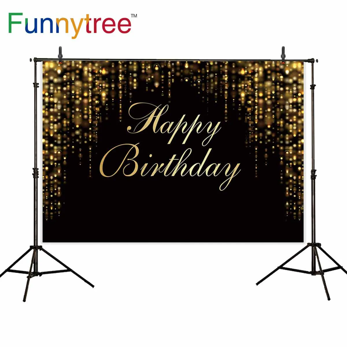 Funnytree background photophone happy birthday golden bokeh tassel Background photography photobooth photocall photo studio