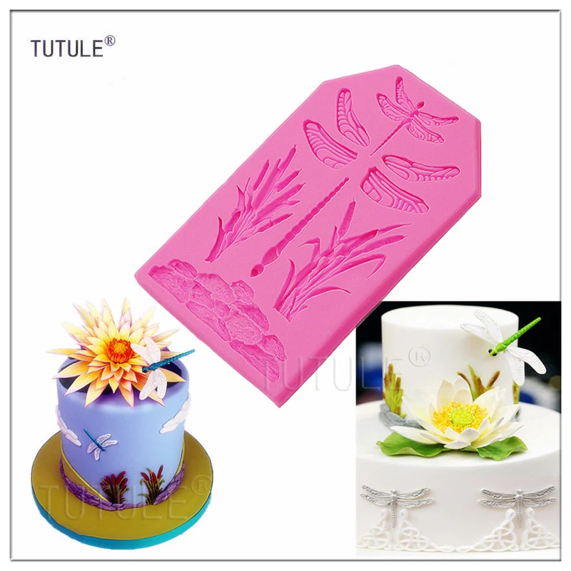 

Gadgets-stone Water grass dragonfly Silicone mold flexible silicone push mold / craft/dessert/mini food/Dragonfly mould