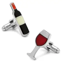 iGame Wine Bottle & Glass Cuff Links Red Color Quality Brass Material Novelty Red Wine Design Cufflinks Wholesale & Retail