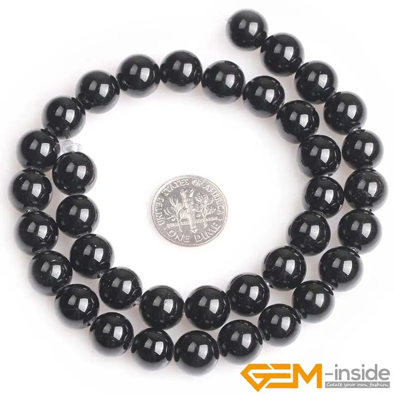 1.5mm-2mm Big Hole Natural Gem Stone Black Tourmaline Round Beads For Jewelry Making 15\