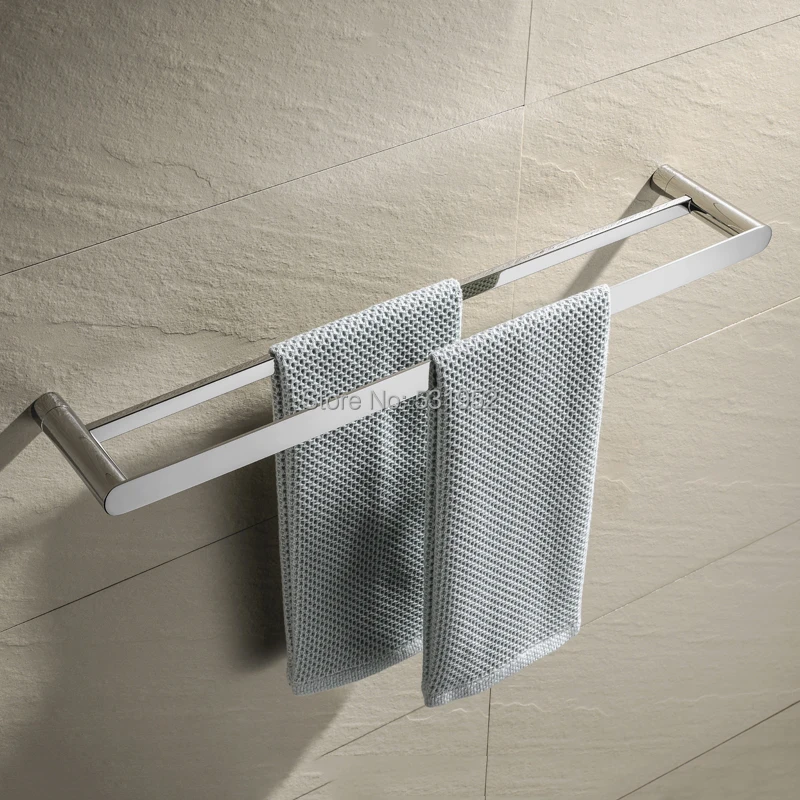 

23 Inch SUS304 Stainless Steel Double Bath Towel Bar Polished Finish Towel Holder Wall Mount Towel Rack for Bathroom