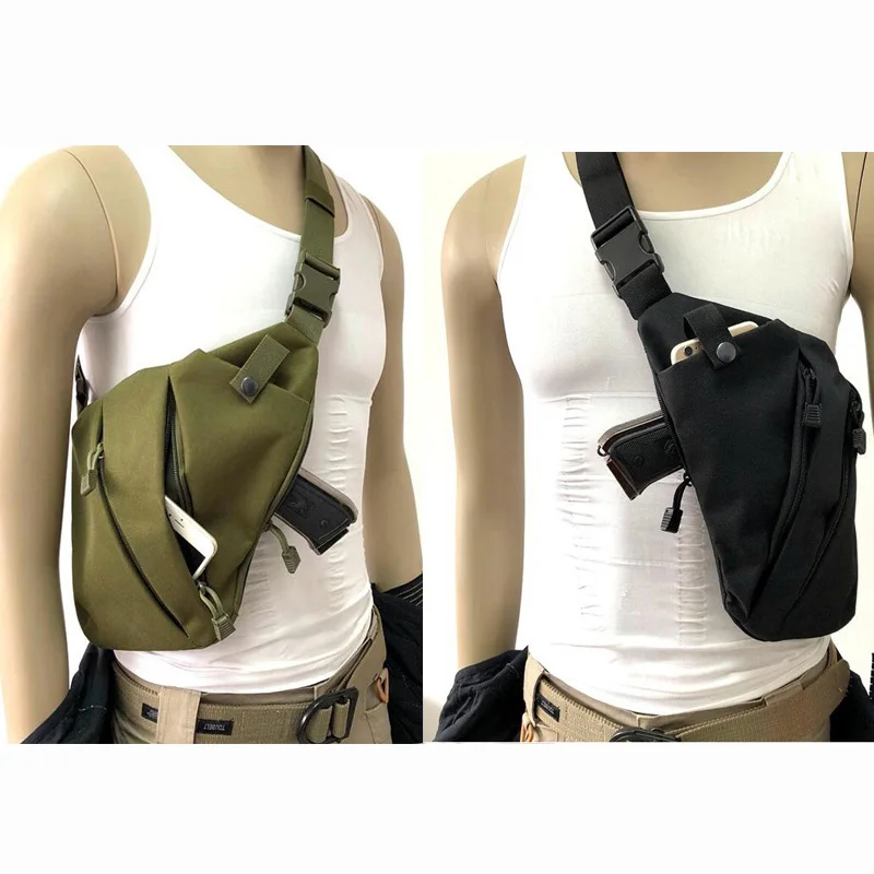 

Concealed Tactical Storage Gun Carry Bag Pistol Holster Men Left Right Shoulder Bag Anti-theft Nylon Hiking Package Chest Bag