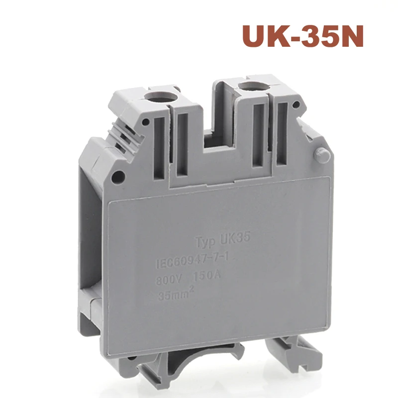 5/10Pcs Din Rail Mount Screw Terminal Block UK-35 Bornier Electrical Wire Cable Connector Copper Morsettiera 35mm2