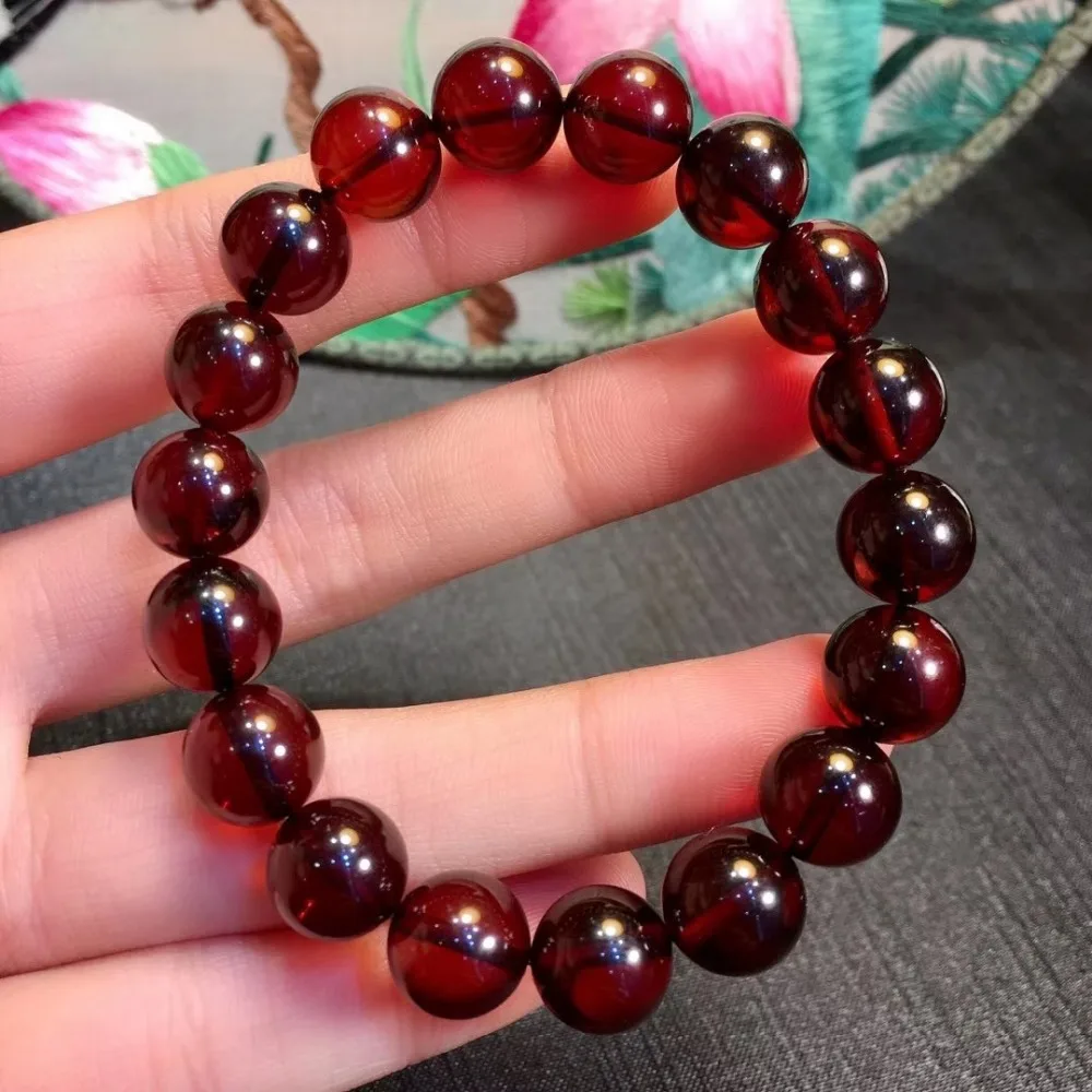 

10mm Natural Red Amber Bracelet Jewelry For Women Lady Man Gift Healing Beauty Crystal Stone Energy Beads Gemstone AAAAA