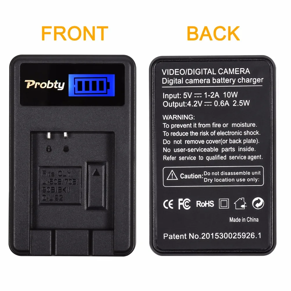 Battery (X2) & LCD Slim USB Charger for Olympus LI-50B Li50B and SZ-10 SZ-12 SZ-15 SZ-16 HIS Sz-20 SZ-30MR SZ31MR iHS TG-610