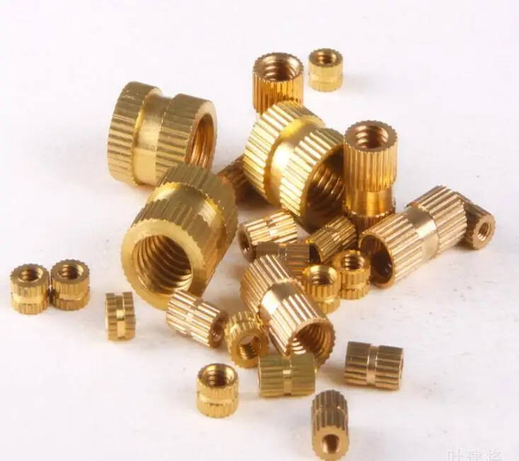 

100pcs M5 M6 Copper Inserts Brass Double Pass Knurl Nut Embedded Fastener