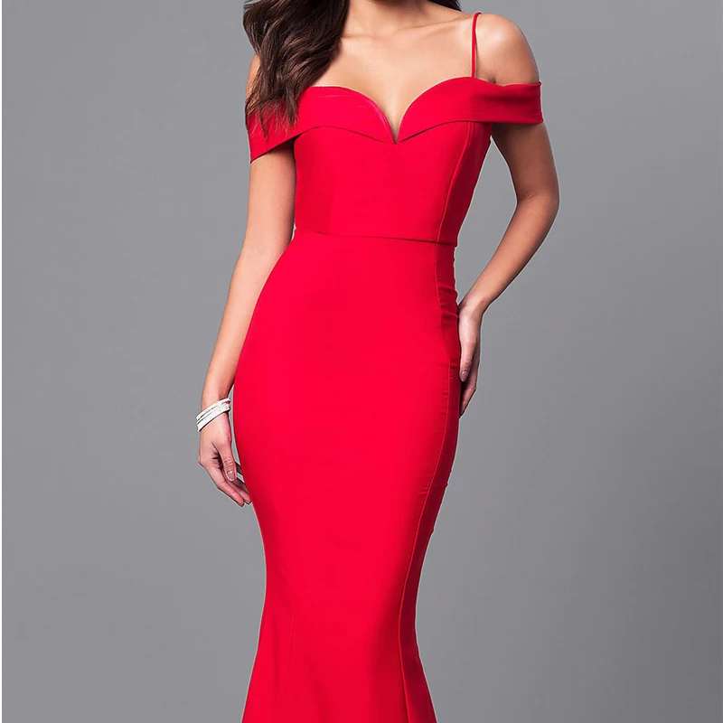 Sexy Straps V-Neck Dresses for Women 2022 Off Shoulder Bodycon Red Dress Party Long Maxi Vestidos De Fiesta Summer Sundress