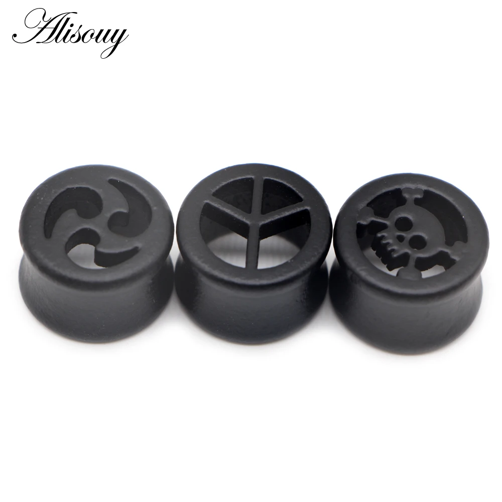 Alisouy 2PCS Wooden Ear Plugs Flesh Tunnels Gauges 6-30mm Ear Tragus Expander Rosewood Bamboo Purple Heart Body Piercing Jewelry