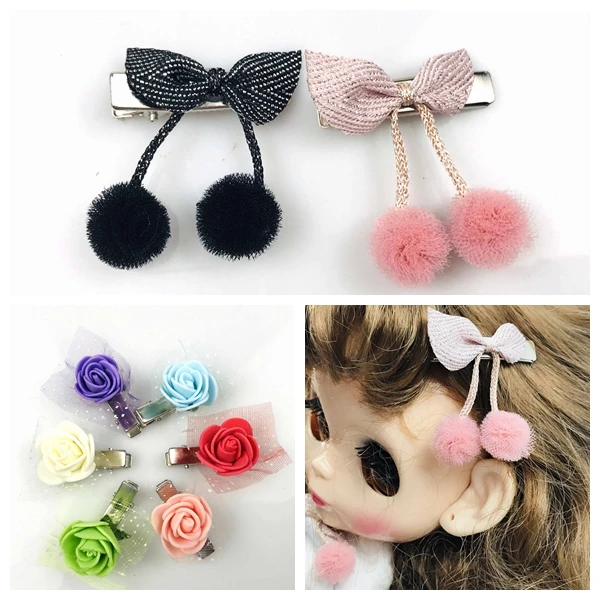 5PCS/Lot New Cute Hairpin Bowknot Ball Flower Hair Clip for 1/6 1/4 1/3 1/8 Dolls Decor Photo Props