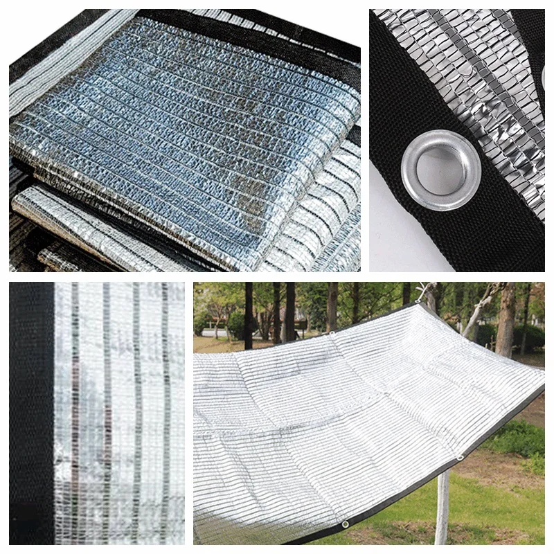 Aluminum Foil Shading Net for Garden, Reflective Anti-UV Sunshade Net, Outdoor Car Sunblock Plants, Striped Sunscreen Nets