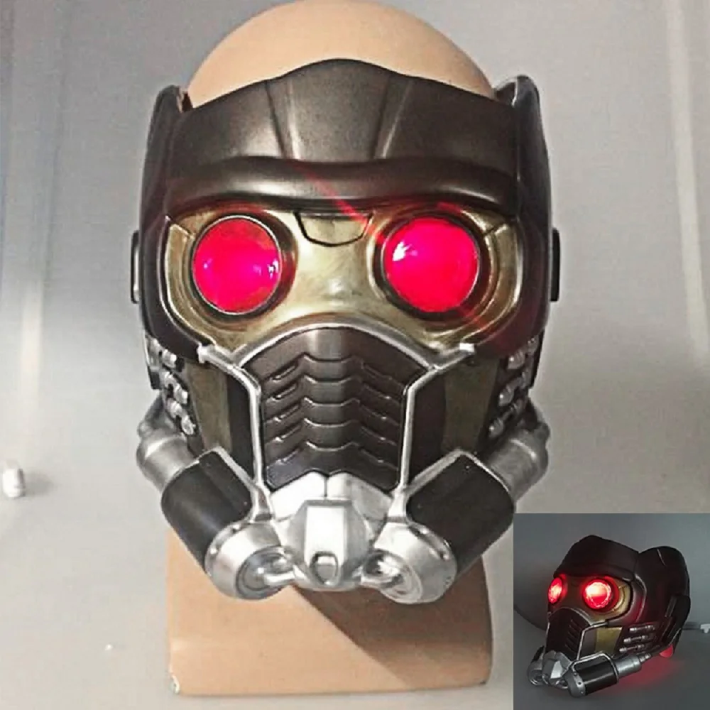 

Cos Guardians Helmet Cosplay Peter Quill Helmet PVC with Led Light Star Lord Helmet Halloween Party Mask Adults