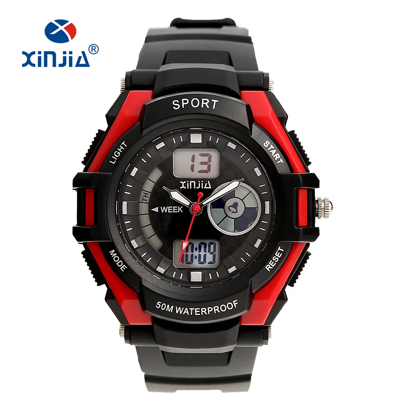 

New Cheap 5 atm Light Analog Digital wristwatch Girl Boy Sports Watches 50M Waterproof Rubber Watch