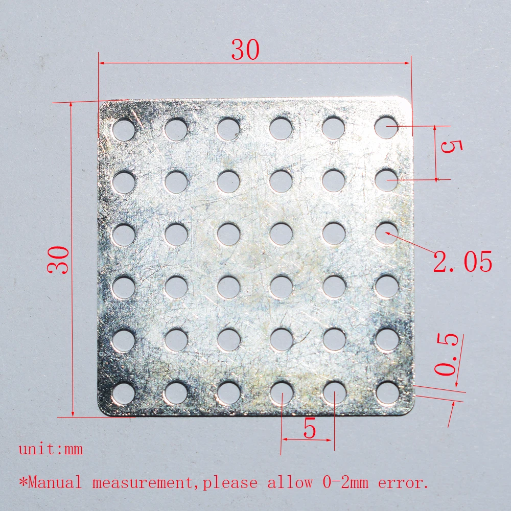 10/100pcs 30x30mm Porous square iron rc car plane robot kids toys for boys diy baby accessories montessori juguetes nero IS3030