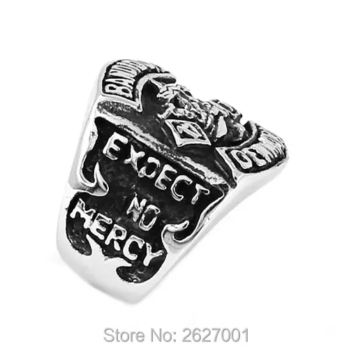 Denmark Bandidos Biker Ring Stainless Steel Jewelry Punk MC Club One Percent 1% Motor Biker Skull Men Ring Wholesale SWR0632