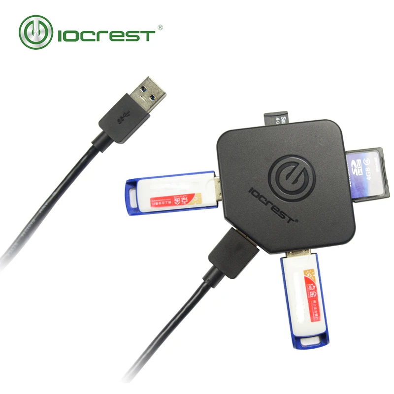 IOCREST Dünne 2 Port USB 3,0 Hub mit SD MicroSD Kartenleser Träge lager