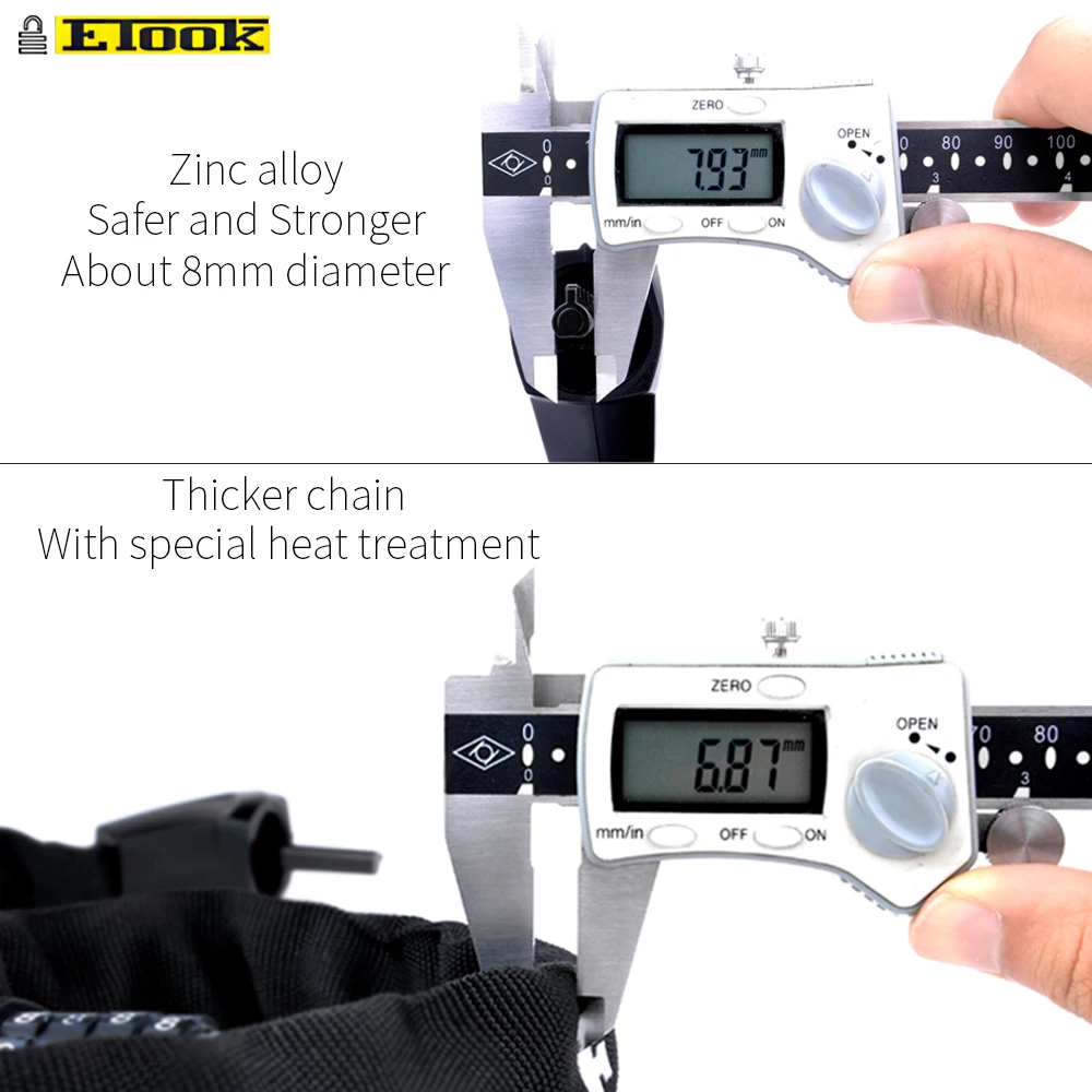 ETOOK Chain Lock Anti Theft Bike Chain Lock 4 Digit Combination Code Password Steel Alloy Scooter Mtb Road Bike Lock ET465