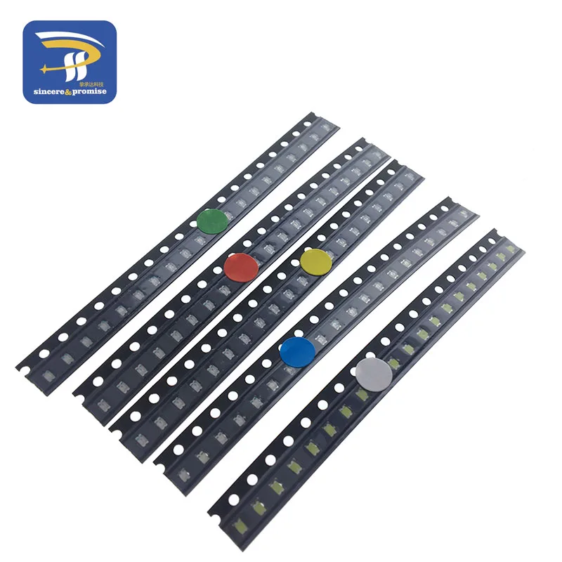 100 stücke/lot 0603 0805 1206 smd weiß rot blau grün gelb 20 stücke jedes super helle 1206 smd led dioden paket kit – Detail 2